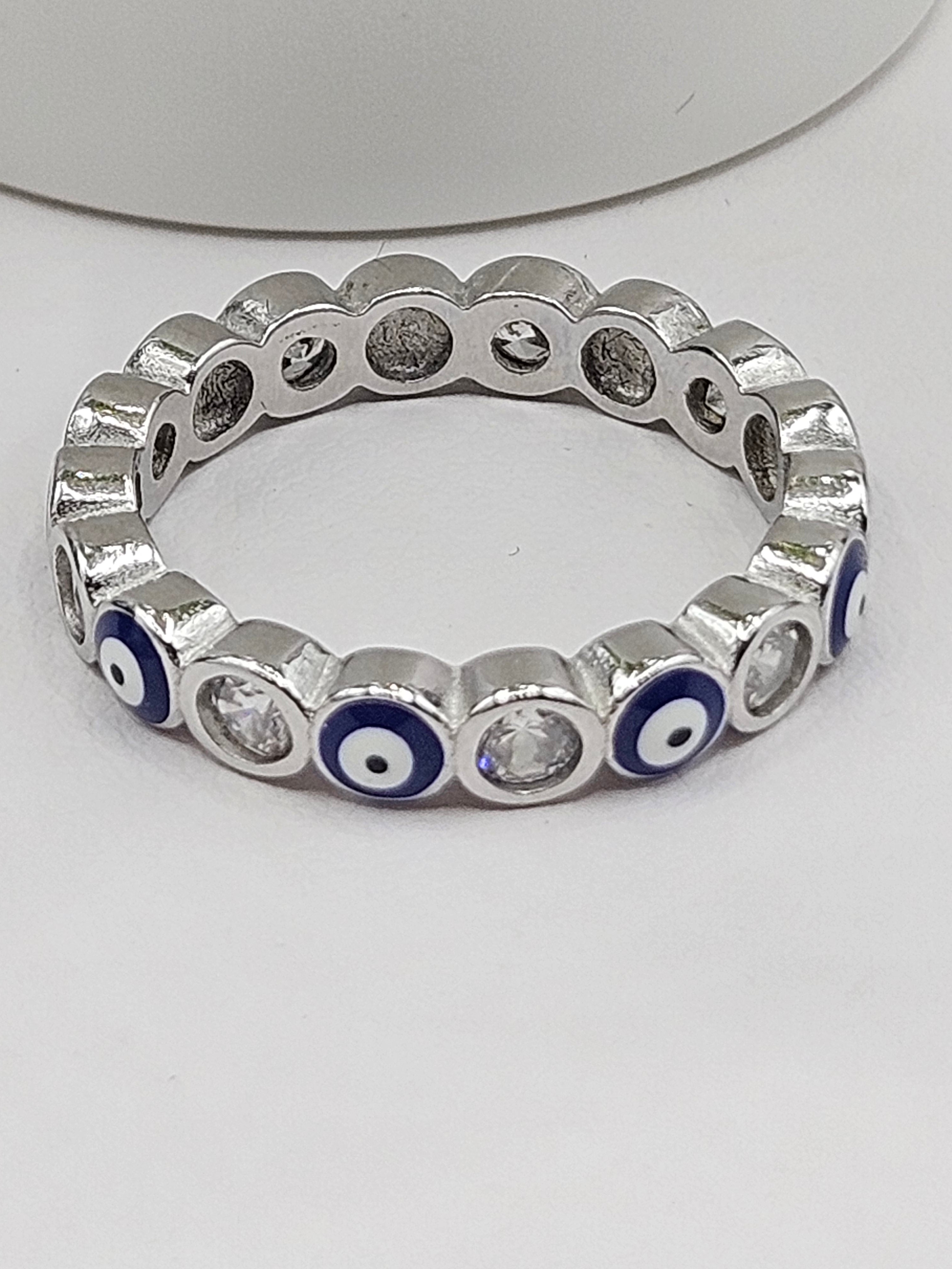 SILVER EVIL EYE RING SIZE 7