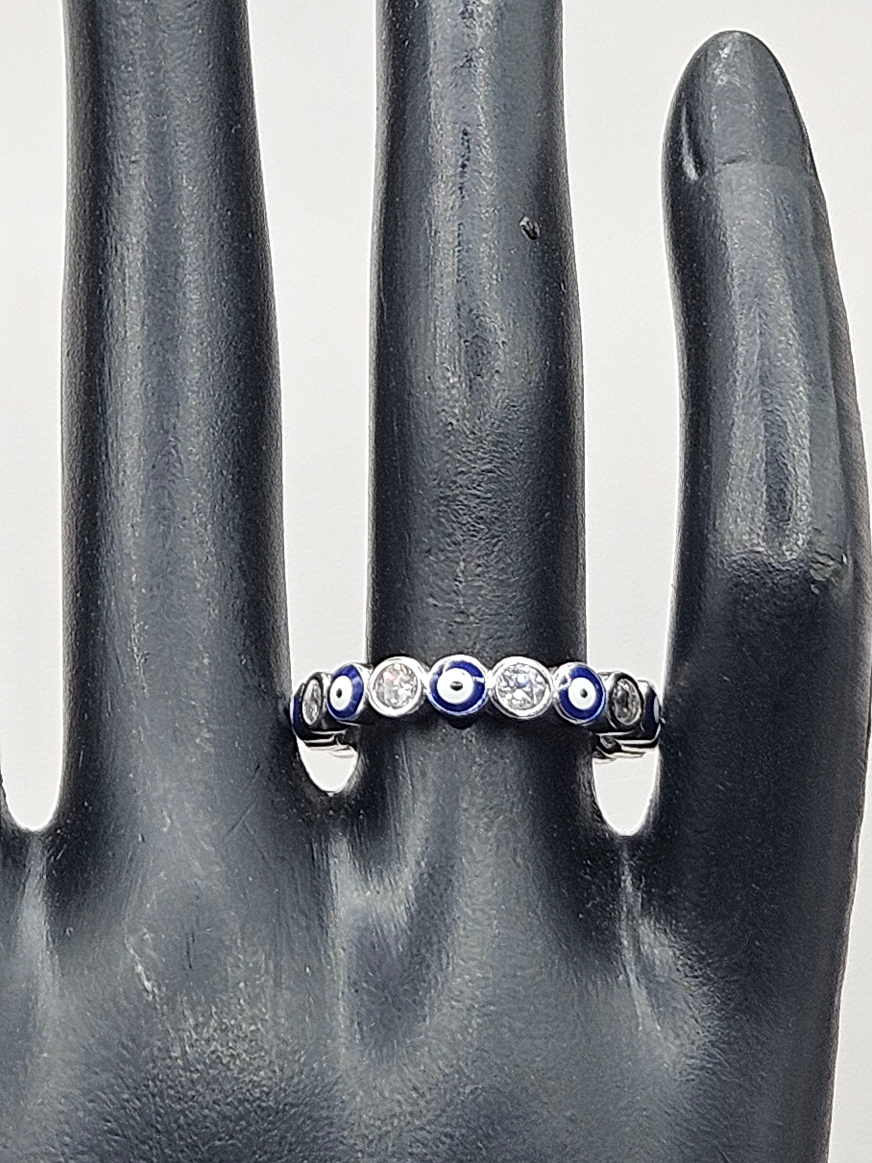 SILVER EVIL EYE RING SIZE 7