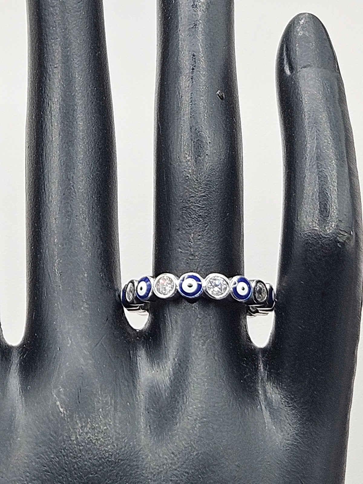 SILVER EVIL EYE RING SIZE 7