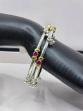 SILVER GOLD STONE BANGLES SIZE 2.8