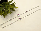 SILVER KIDS ANKLETS- L 6.5 -8 inch ADJUSTABLE