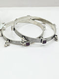 SILVER GOLD STONE BANGLES SIZE 2.6