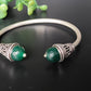 OXIDISED GREEN STONE BRACELET/KADA
