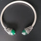 OXIDISED GREEN STONE BRACELET/KADA