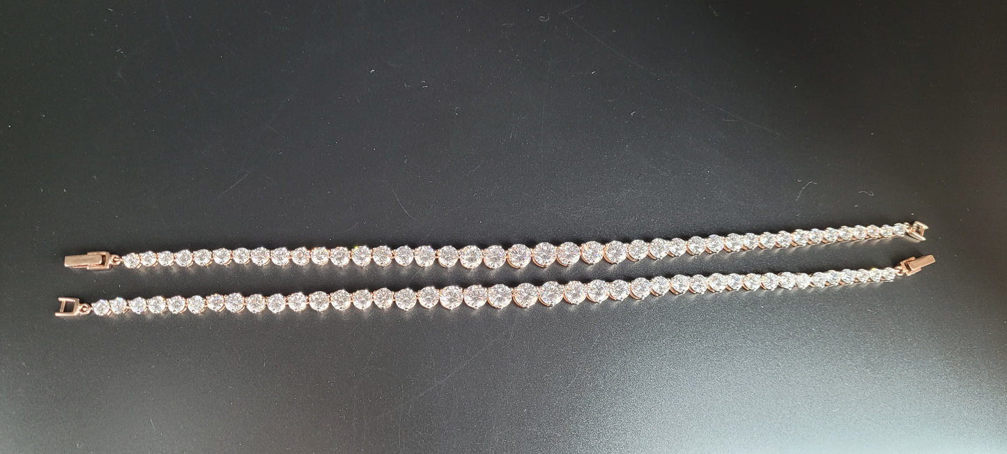 SILVER ZIRCON ROSE GOLD ANKLETS