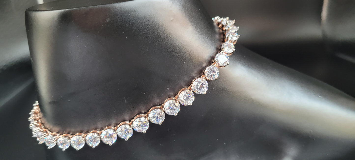 SILVER ZIRCON ROSE GOLD ANKLETS