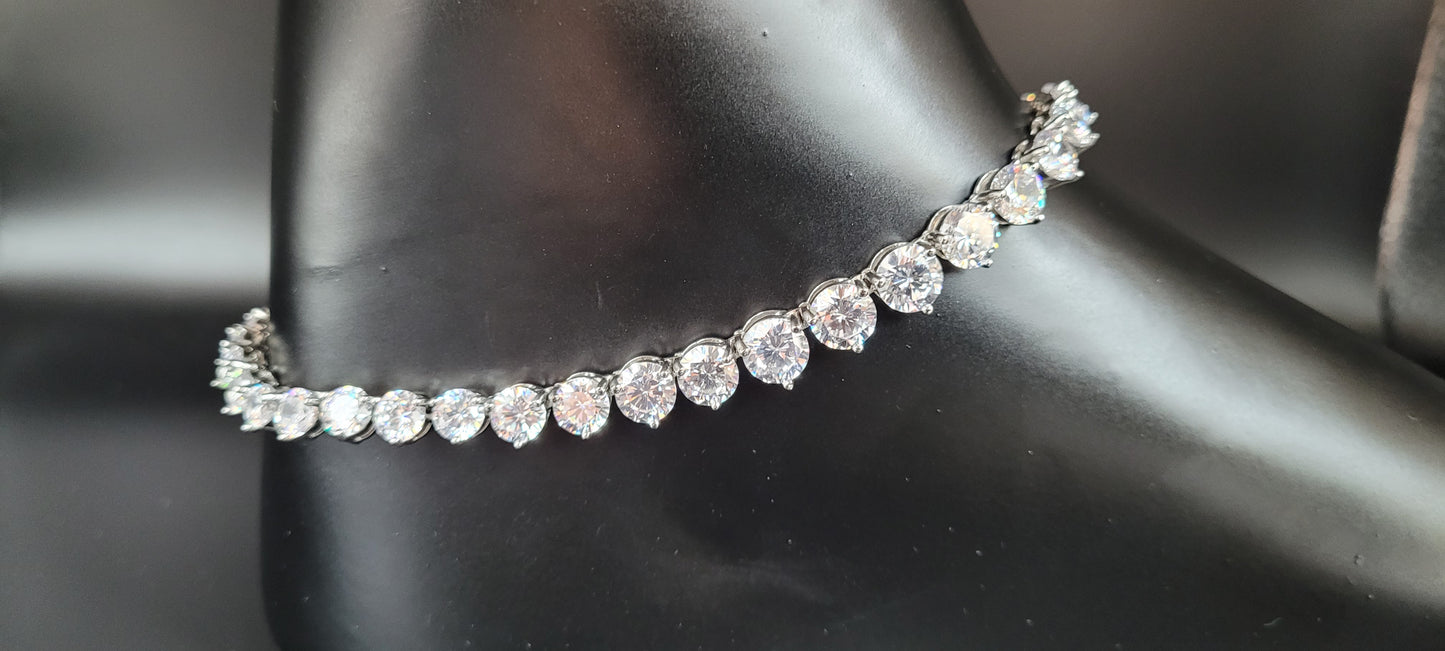 SILVER ZIRCON ANKLETS