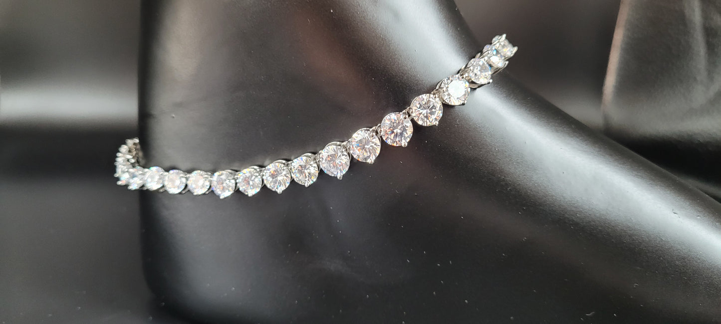 SILVER ZIRCON ANKLETS