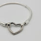 SILVER SNAKE CHAIN STUDDED HEART BRACELET
