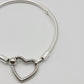 SILVER SNAKE CHAIN STUDDED HEART BRACELET
